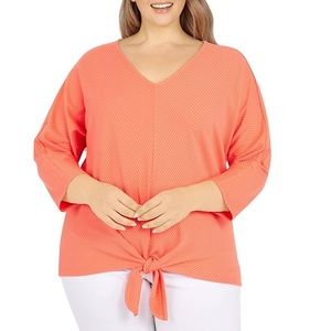 Ruby Rd. Tie Front Knit Ottoman Top‎